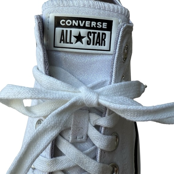 Sparkle White Glitter Converse All Star Sneakers Sz 8 - Picture 2 of 13